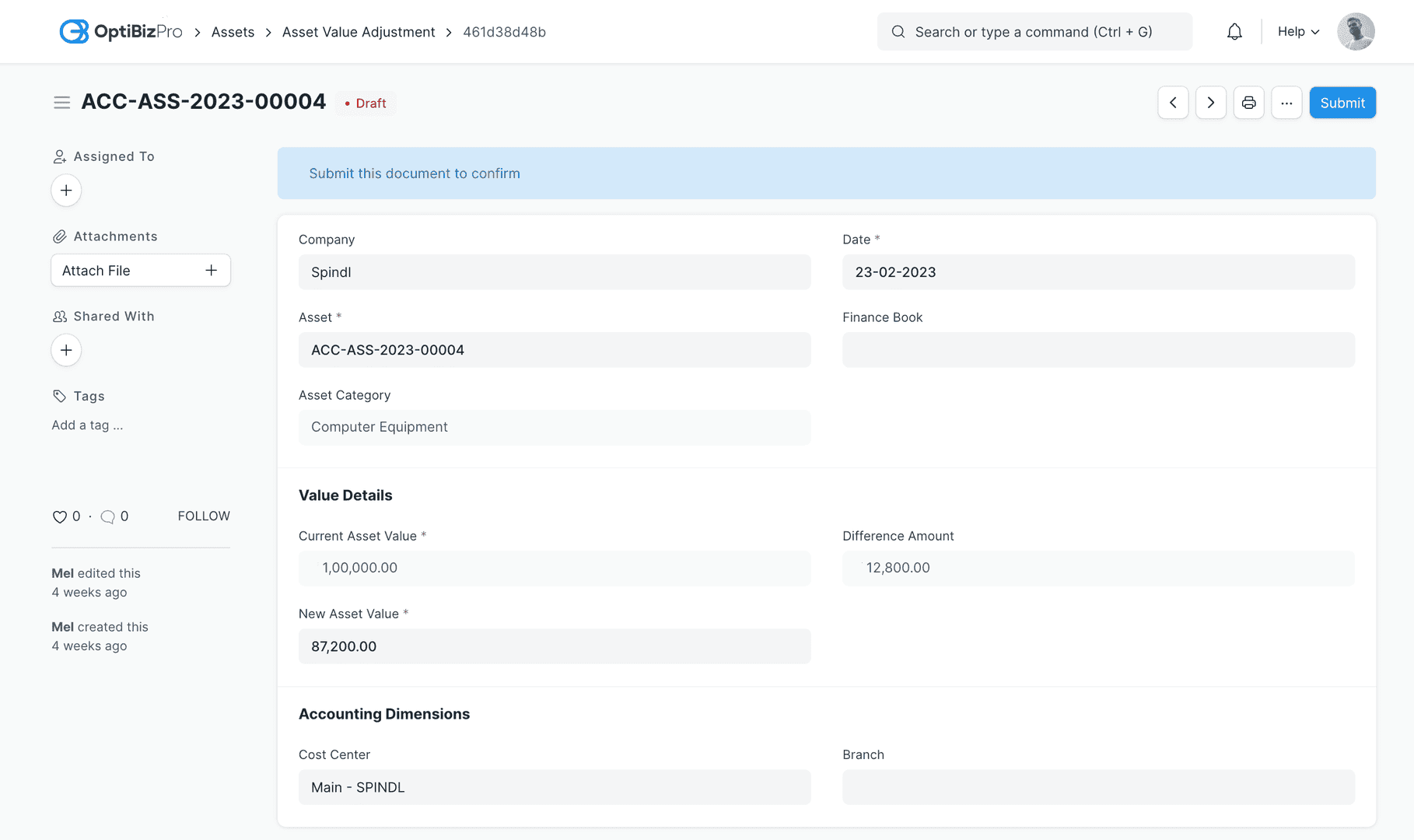 Asset Value Adjustment