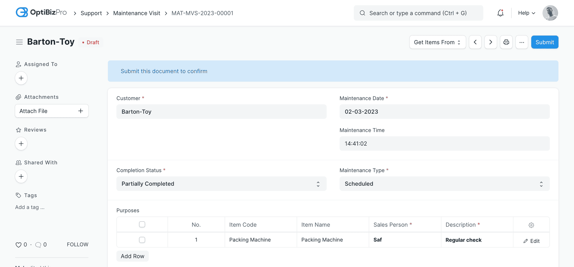 Scheduling Maintenance Visits