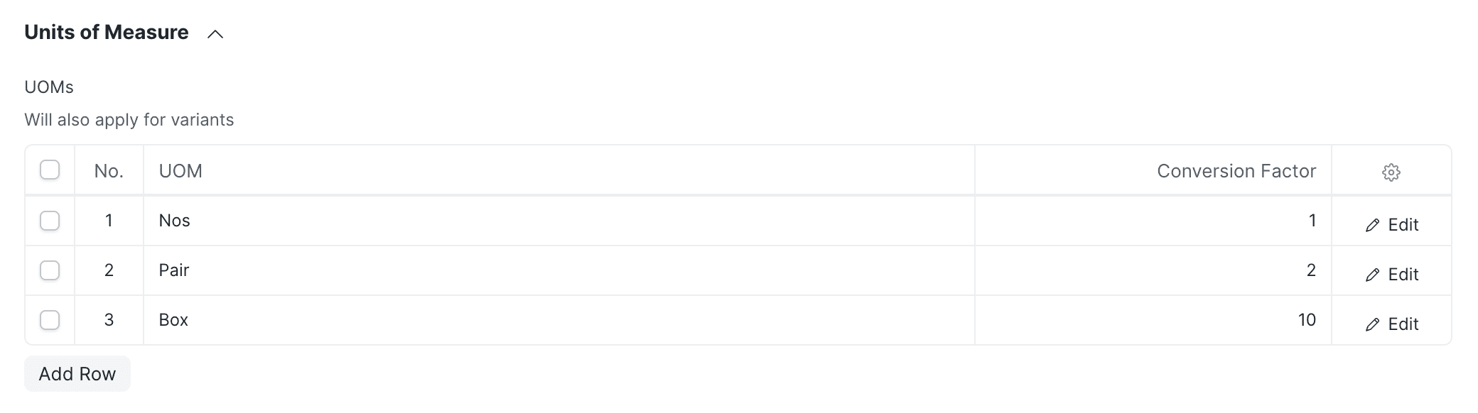 Multiple Units of Measure